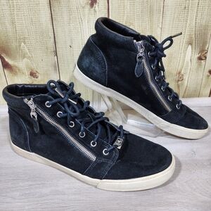 Ralph Lauren Reace Zippered & Laced Suede Black Sneakers Size 11B